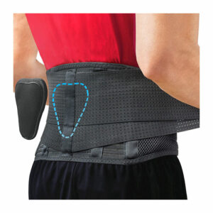 Lumbar support belt with removable pad