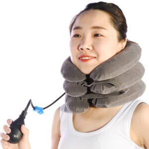 Velvet inflatable cervical neck collar traction pillow device